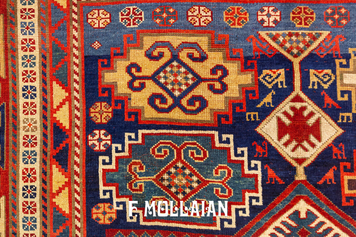 Hand-knotted Caucasian Kazak Moghan Antique Rug n°:54882943